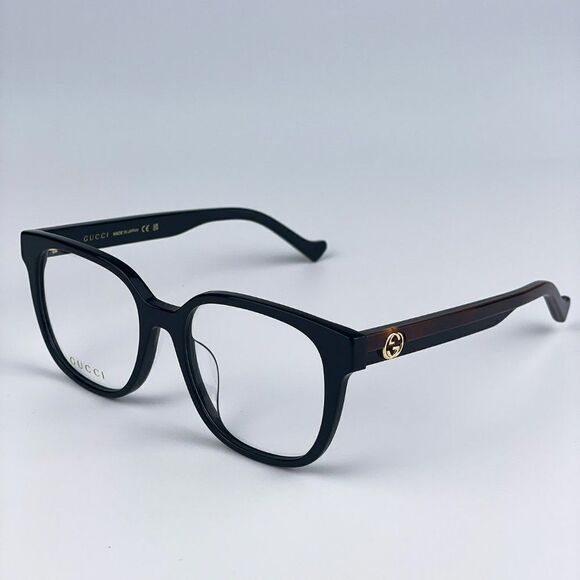 NEW Gucci GG1305OA 001 Black Havana Rectangle Women Eyeglasses - Picture 4 of 11
